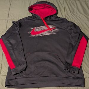 Nike Men's Black and Red Therma-fit Hoodie XXL